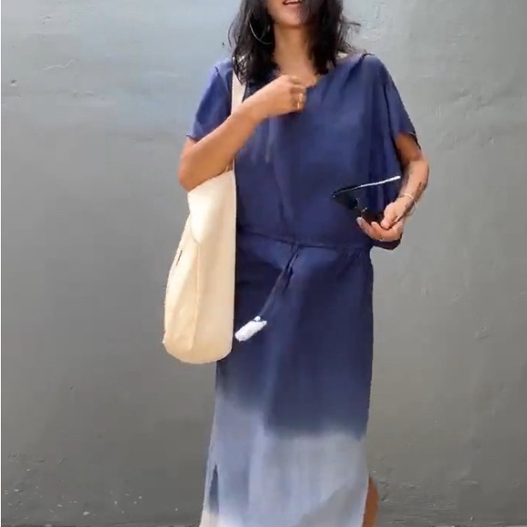 STYLE PARK MAXI KAFTAN DRESS - BNWT - ONE SIZE - COBALT BLUE/WHITE OMBRE - Picture 11 of 12